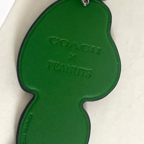Coach x Peanuts Peppermint Patty Leather Bag Charm Keychain CBG57 Green 2025 - Picture 7 of 9